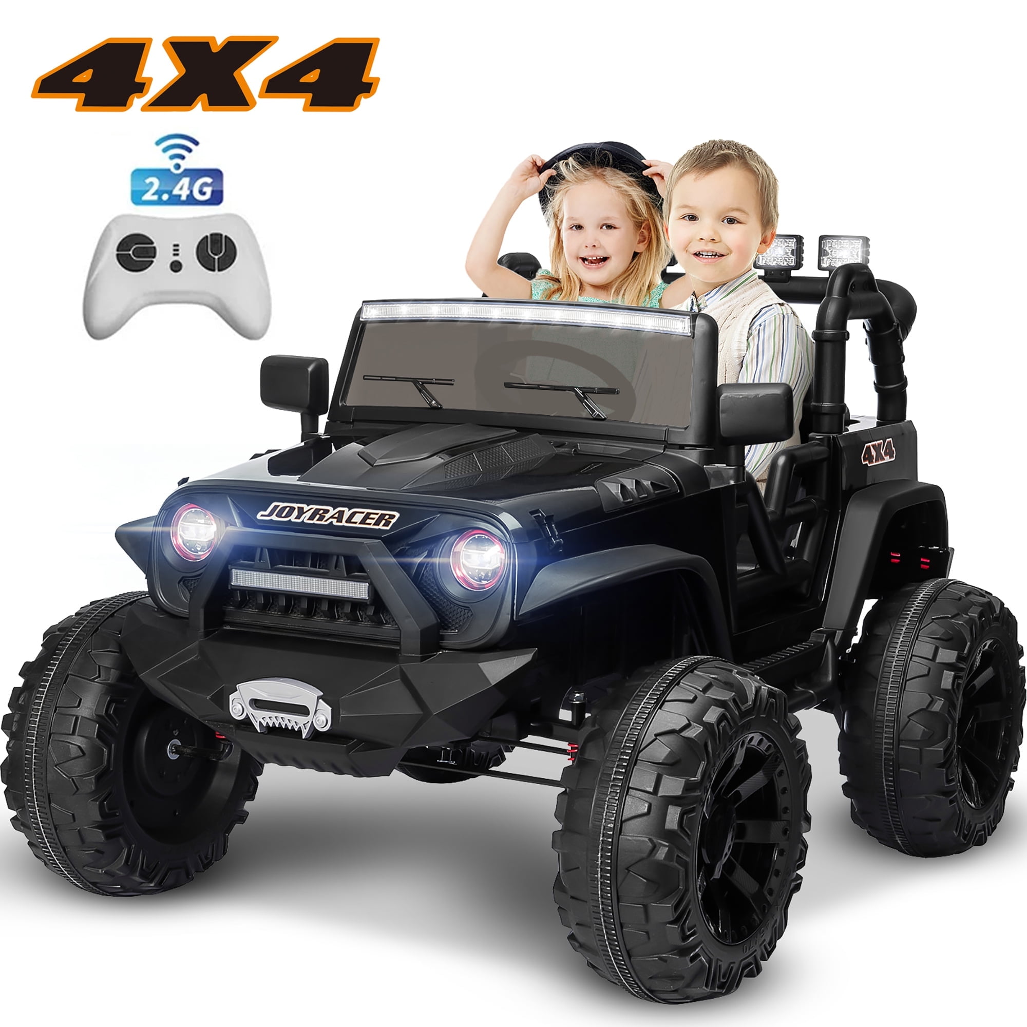 Joyracer 24V 4x4 Kids Car w Remote Control 4 200W Motor 9AH Battery 3 Speeds Bluetooth Black Walmart