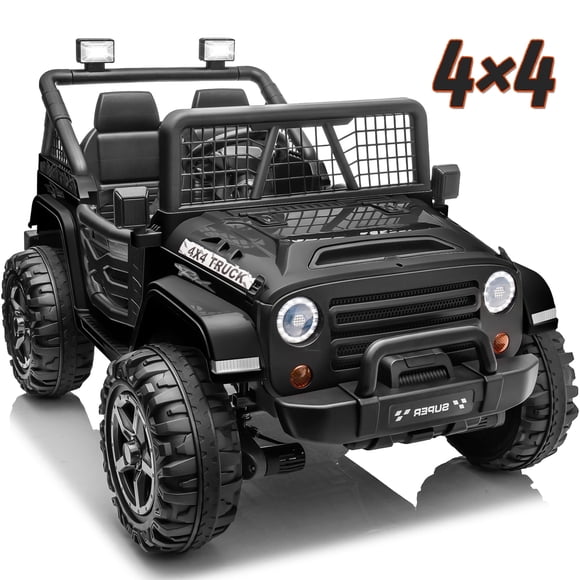 Joyracer 800W 24 Volt Ride on Toys for Big Kids, 4WD/2WD Switchable, 2 Seater Ride on Truck Car w/ Remote Control, Power Car Wheels, 3 Speeds, Spring Suspension, Bluetooth Music, Black