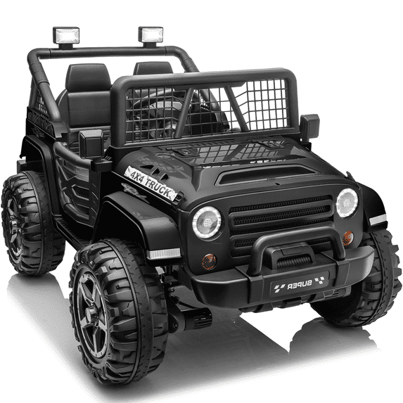 Joyracer 800W 24 Volt Ride on Toys for Big Kids, 4WD/2WD Switchable, 2 Seater Ride on Truck Car w/ Remote Control, Power Car Wheels, 3 Speeds, Spring Suspension, Bluetooth Music, Black