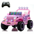 thumbnail image 1 of Joyracer 24 Volt Ride on Toys, 4WD Power Car Wheels Electric Car for Kids, 2 Seater Ride on Truck w/ Remote Control, 3 Speeds,  Spring Suspension, Bluetooth, Music, LED Lights, Pink, 1 of 16