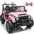 thumbnail image 1 of Joyracer 800W 24 Volt Ride on Toys for Big Kids, 4WD/2WD Switchable, 2 Seater Ride on Truck Car w/ Remote Control, Power Car Wheels, 3 Speeds, Spring Suspension, Bluetooth Music, Pink, 1 of 10