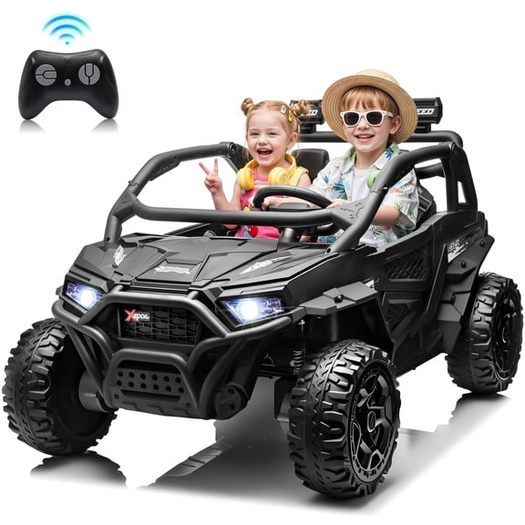 Joyracer 800W 24V Ride on Toys UTV for Kids, 2-Seater, 4WD Power Car Wheels with Remote Control, Bluetooth Music, Rear Storage Box, Four-Wheel Suspension, LED Lights, Black