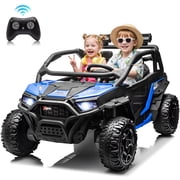 Joyracer 800W 24V Ride on Toys UTV for Kids, 2-Seater, 4WD Power Car Wheels with Remote Control, Bluetooth Music, Rear Storage Box, Four-Wheel Suspension, LED Lights, Blue