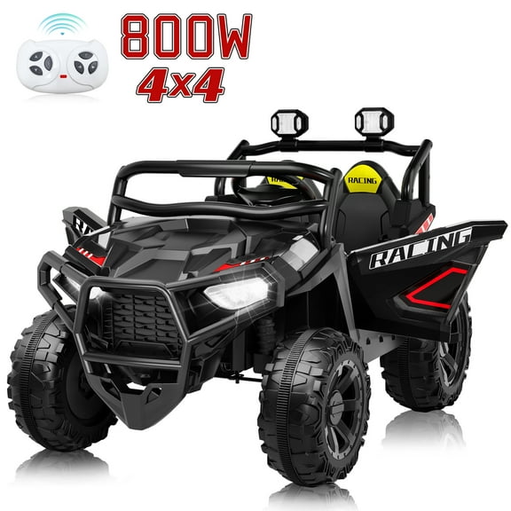 Joyracer 800W Ride on UTV, 4WD/2WD Switchable 24 Volt Ride on Toys with Remote Control, 2-XL Seater Electric Car for Kids, Power Car Wheels with Music, Bluetooth, MP3, USB, Horn, Light, Black