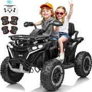 Joyracer ATV for Kids, 24 Volt Ride on Toys for Toddlers, 800W 4 Wheeler with 2 XL Seater, EVA Tires Power Car Wheels with Remote, Knee Pad, Music, Bluetooth, USB, Black