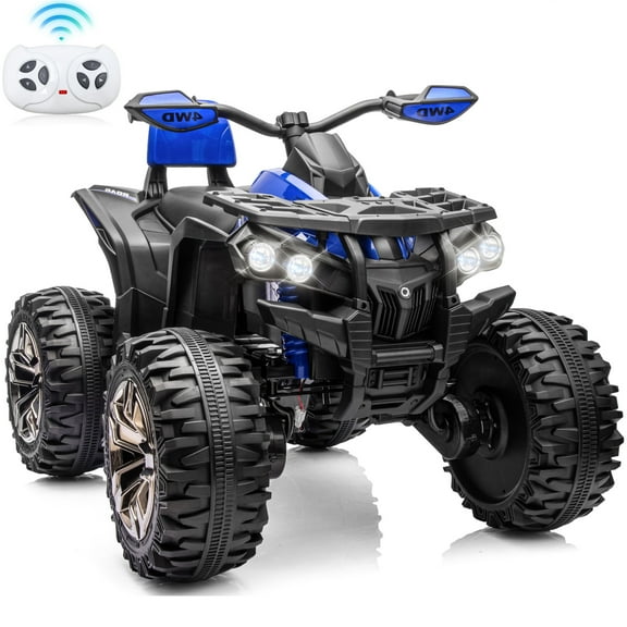Joyracer 4WD ATV for Kids, 24 Volt Ride on Toys with Remote, Power Car Wheels, Outdoor Gift with 800W Motor, Bluetooth Music, Horn, LED, Blue