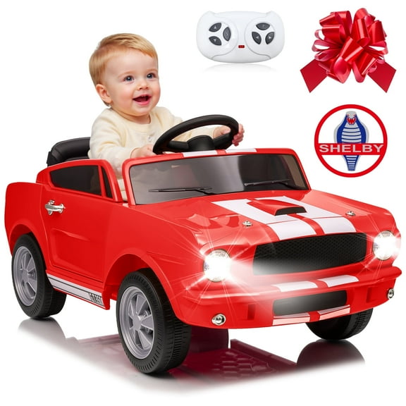 Joyracer Shelby GT350 12 Volt Ride on Toys with Remote, Power Car Wheels, Toddlers Electric Cars w/ 3 Speeds Mode, USB, Bluetooth/MP3, Horn, LED Light, Red