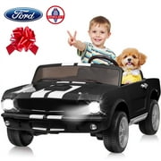 Joyracer Shelby GT350 Ride ons, 4WD 24 Volt Ride on Toys for Kids, 2 Seats Electric Car with Remote Control, Ride on Cars, Toy Gift with LED Lights, Music, Horn, Bluetooth, USB, Black