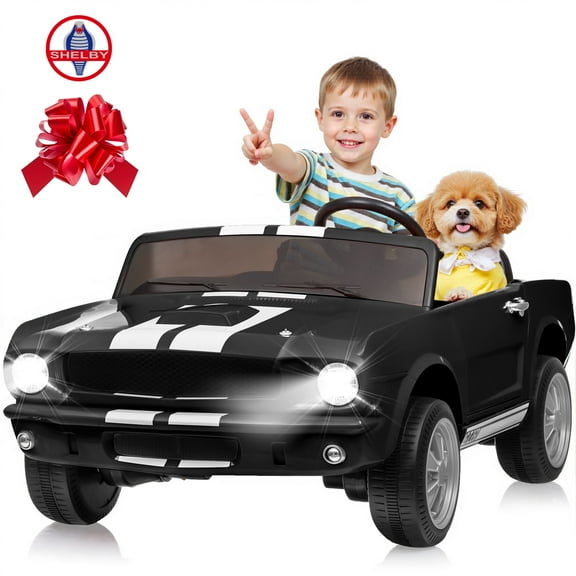 Joyracer Shelby GT350 Ride ons, 4WD 24 Volt Ride on Toys for Kids, 2 Seats Electric Car with Remote Control, Ride on Cars, Toy Gift with LED Lights, Music, Horn, Bluetooth, USB, Black