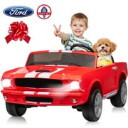 Joyracer Shelby GT350 Ride ons, 4WD 24 Volt Ride on Toys for Kids, 2 Seats Electric Car with Remote Control, Ride on Cars, Toy Gift with LED Lights, Music, Horn, Bluetooth, USB, Red