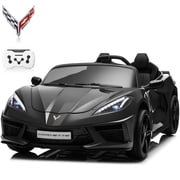 Joyracer Officially Licensed Corvette Power Car Wheel, 4WD 24 Volt Ride on Toys, XL Electric Car for Kids with Remote, Bluetooth, LED Lights, Seat Belt & Lockable Doors, 3-8, Red
