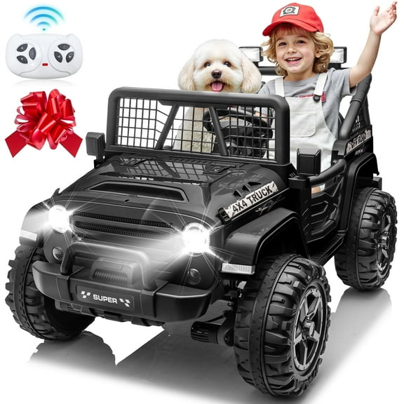 Joyracer 800W 24 Volt Ride on Toys, 4WD/2WD 3 Speeds Oversized Power Car Wheels, 2-Seater Ride on Truck with Remote Control, Electric Car Gift for Kids with Music, Bluetooth, Horn, Light, Black