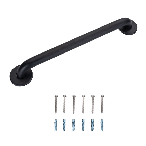 Joyrain ADA 500 lb Heavy Duty Grab Bar, 304 Stainless Steel Anti-Slip Wall Mount, 12-36 inch, Concealed Screws for Bathroom Toilet(Black Knurled, 12")