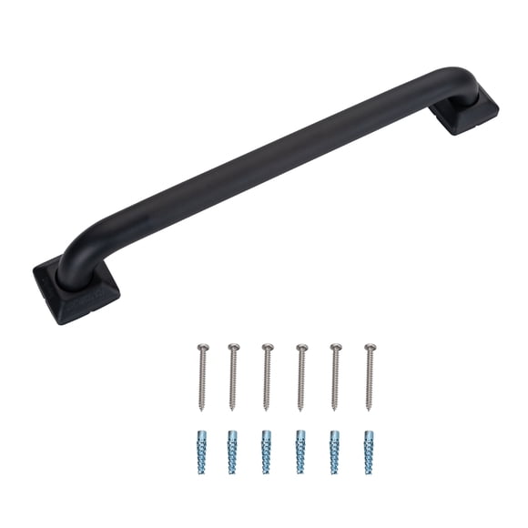 JoyRain ADA 500lb Stainless Steel Anti-Slip Grab Bar Wall Mount for Shower Bathroom Tub Toilet - Elderly/Seniors/Handicap (Black Knurling 12")