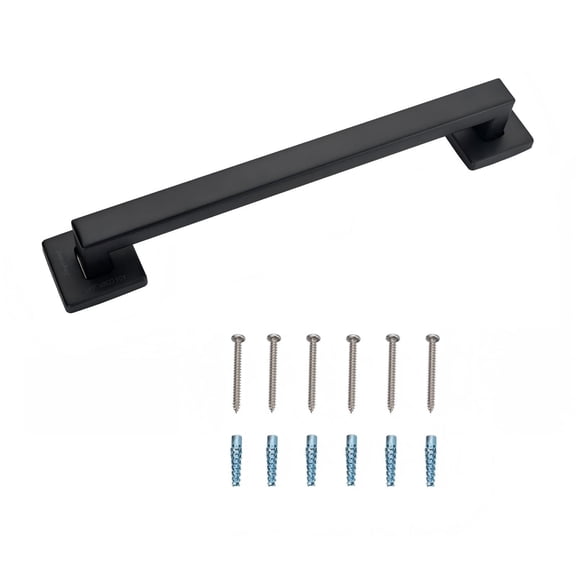 Joyrain ADA Square Grab Bar 16/24/32 Inch - 500lb Capacity Safety Rail for Elderly, Non-Slip Bathroom Handle (Matte Black, 16inch)