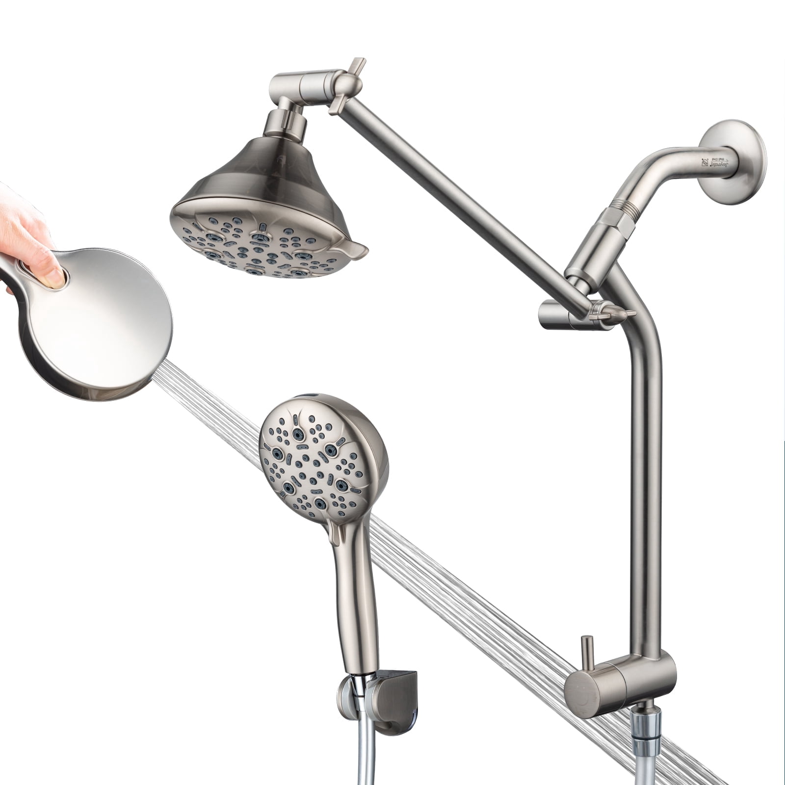 Joyrain Multi-angle adjustable showerhead& Handheld High-pressure 8 Spray Modes Shower Head, Rain Shower Combination with Multifunctional Adjustable Extension Arm