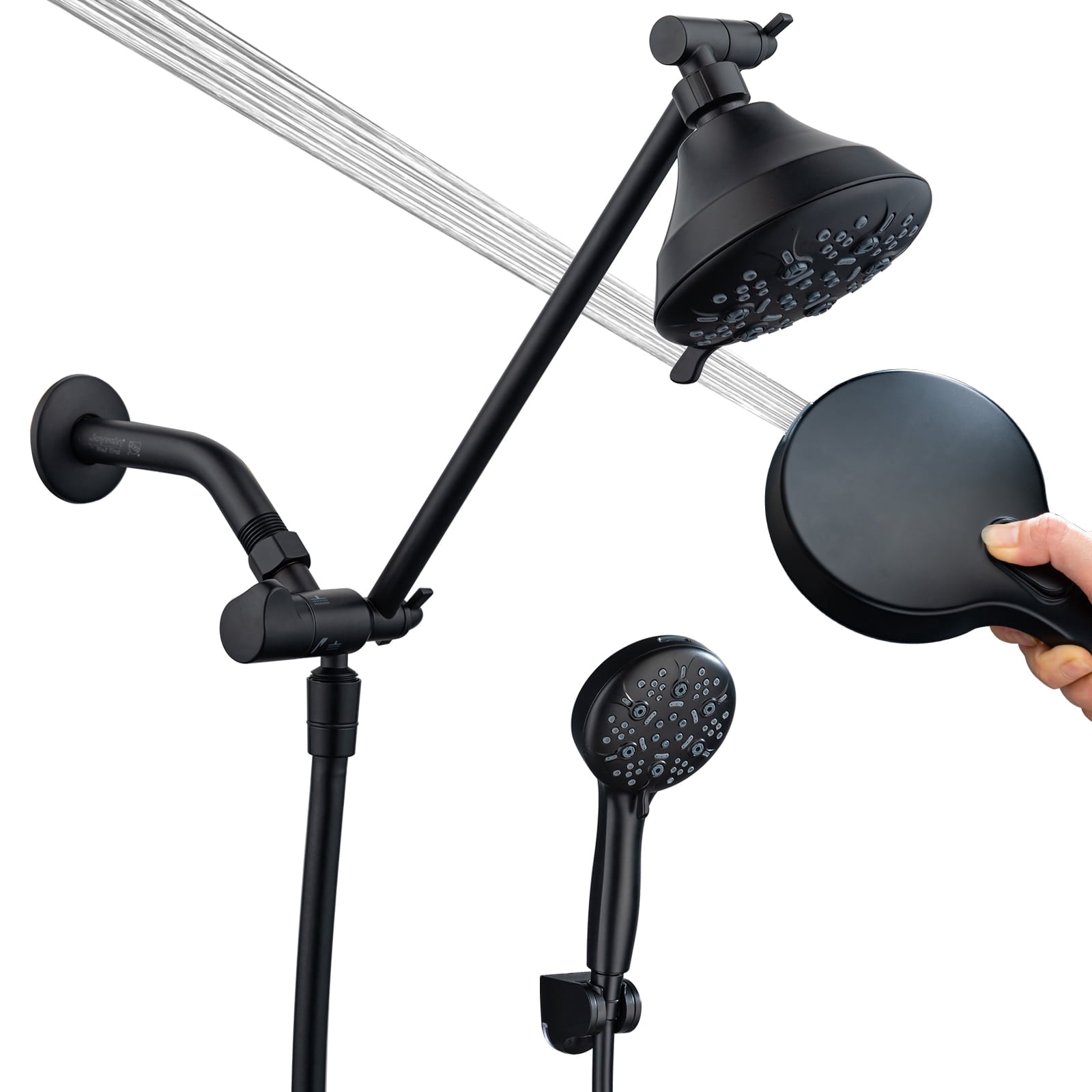 Joyrain Multi-angle adjustable showerhead& Handheld High-pressure 8 Spray Modes Shower Head, Rain Shower Combination with Straight Adjustable Extension Arm