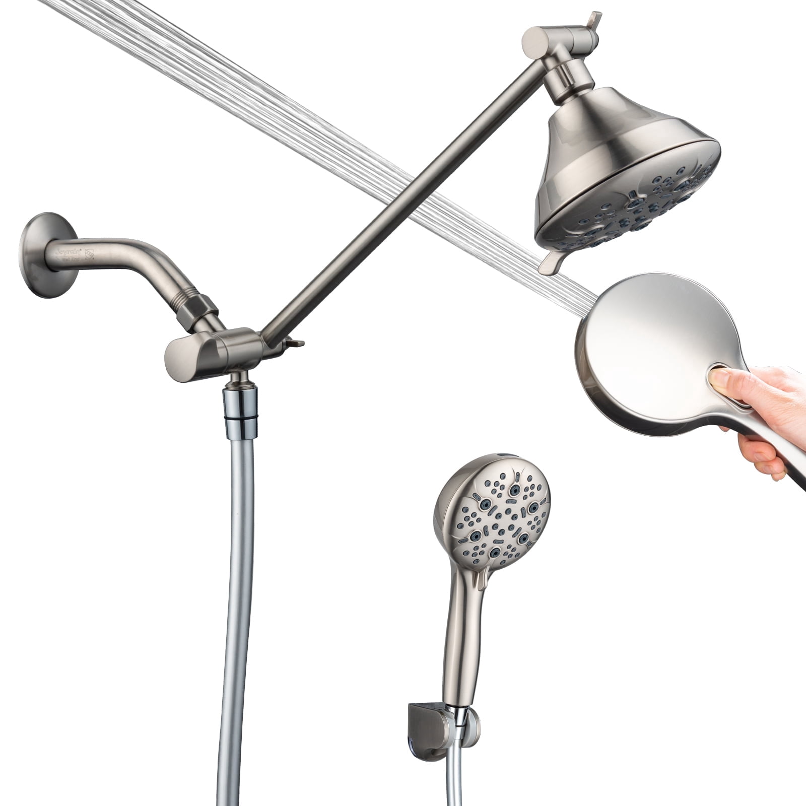 Joyrain Multi-angle adjustable showerhead& Handheld High-pressure 8 Spray Modes Shower Head, Rain Shower Combination with Straight Adjustable Extension Arm
