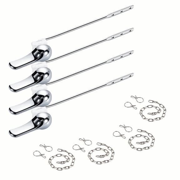 JoyRain Toilet Repair Kit - Front-Mount Handle Replacement with Stainless Steel Flapper Chain, Fits Most Toilets (Chrome, 4-Pack)