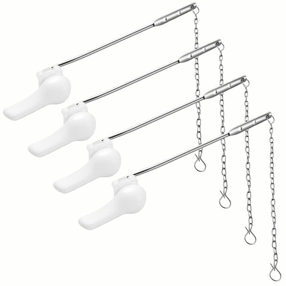 Joyrain Universal Front-Mount Toilet Replacement Kit, Toilet Flush Tank Rod with Stainless Steel Flapper Chain, Compatible with Most Front-Mount Toilets (White, 4-Pack)
