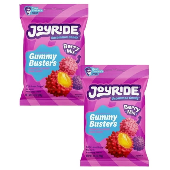 Joyride Berry Mix Gummy Busters 2 Pack 3.5 oz Each Low Sugar, Keto Friendly, Gluten Free, Plant Based Gummy Candy with Natural Berry Flavor