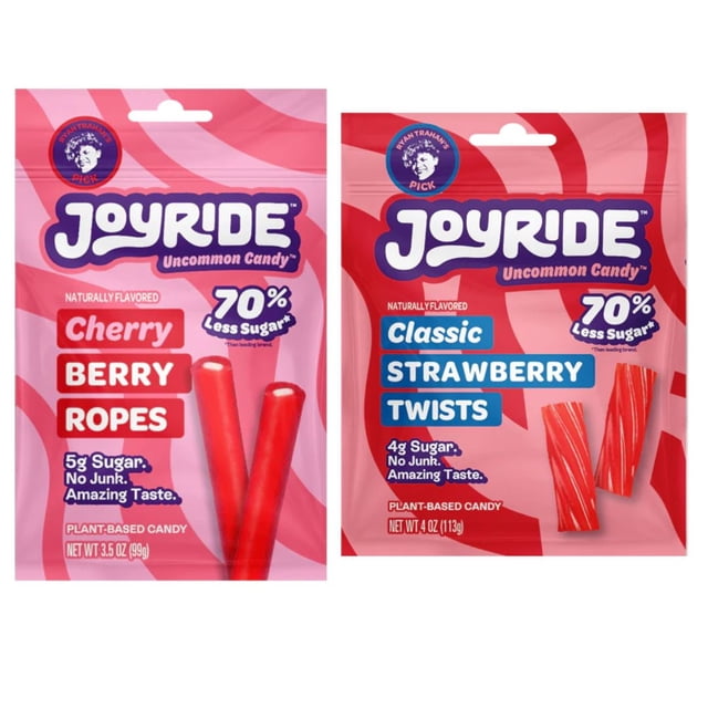 Joyride Candy Variety Pack of 2 (Cherry Berry Ropes 3.5 oz, Strawberry ...