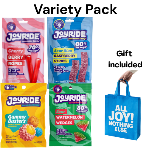 Joyride Gummy Candy Variety Pack Less Sugar 4 Count - Gift Incluided