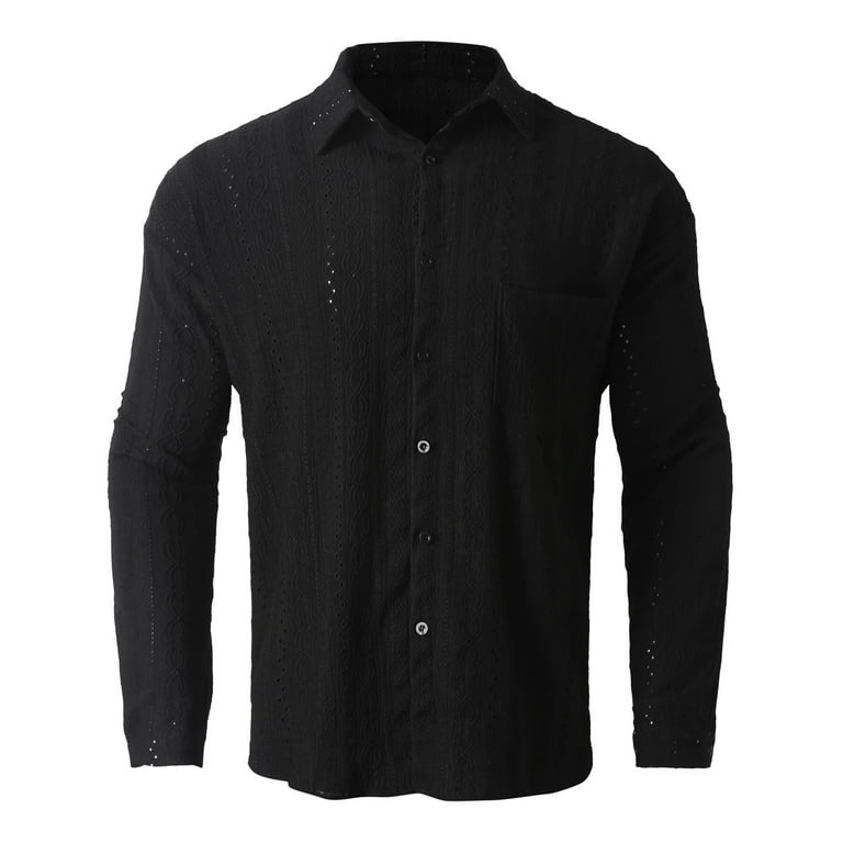 Joysale Custom T Shirts Pro Club T Shirts for Men Men Shirts Under 10 Mens Solid Polyester Shirt Long Sleeve Button Down V Neck Shirt Casual Solid