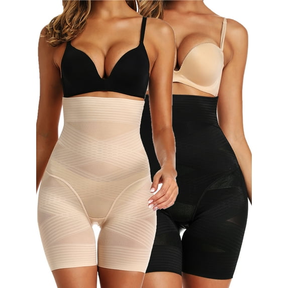 Joyshaper 2 Pack Waist Cross Compression Shapewear Shorts for Women Tummy Control Body Shaper Thigh Slimmer Panties Fajas Colombianas