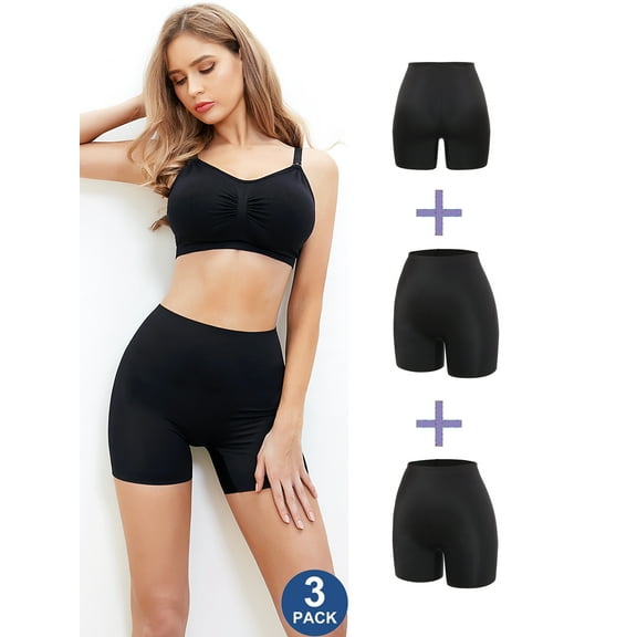Joyshaper 3 Pack Women Seamless Slip Shorts for Under Dress Smooth Boyshorts for Yoga/Bike/Workout