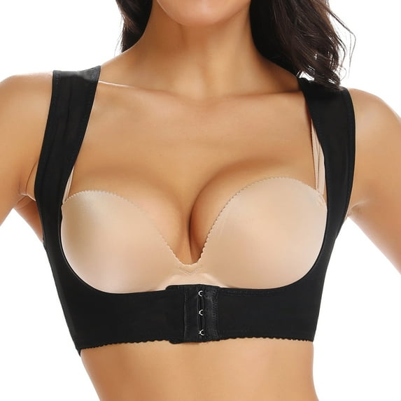 Joyshaper Adjustable Chest Support Shapewear for Women X Strap Upper Back Brace Posture Corrector Black 3XL