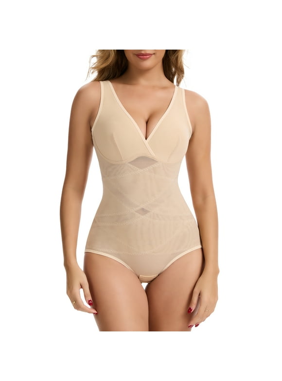Body Shaper for Women Tummy Control Shapewear Waist Trainer Snatched Shaping Seamless V Neck Bodysuit