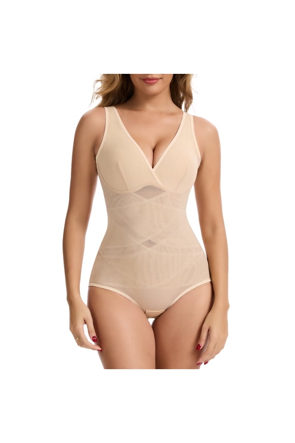 Body Shaper for Women Tummy Control Shapewear Waist Trainer Snatched Shaping Seamless V Neck Bodysuit