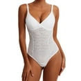 thumbnail image 1 of Joyshaper Shapewear Bodysuit for Women with Bra Tummy Control Thong Body Shaper Sexy Lace Fajas(White-S), 1 of 8
