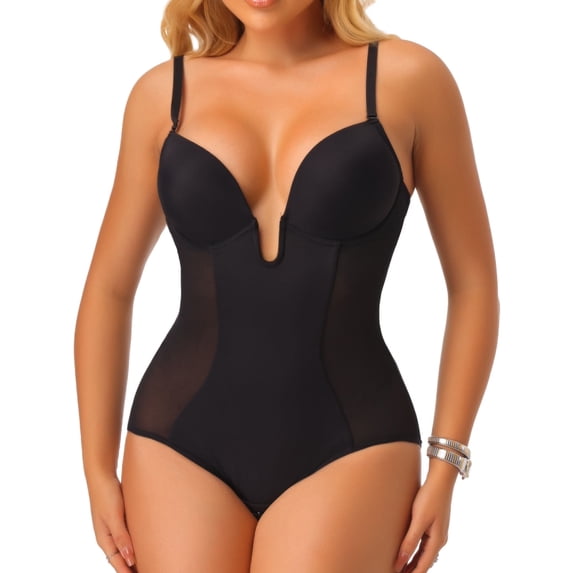 Joyshaper Tummy Control Bodysuit For Women Mesh U-neck bodysuit Seamless Body Shaper