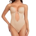 thumbnail image 1 of Joyshaper Women Tummy Control Backless Bodysuit Plunging Deep V-Neck Strapless Bodysuit, 1 of 5