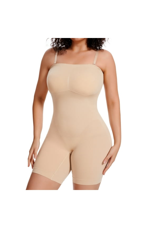 Women's Strapless Shapewear Bodysuit Built-in Bra Shapewear Full Body Shapewear