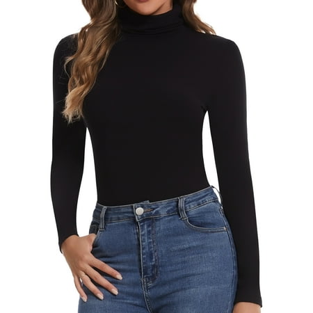 Joyshaper Women's Turtleneck Long Sleeve T-Shirt Basic Solid Color Slim Fit Top