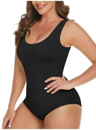 Shapewear For Women Tummy Control Bodysuit Invishaper Sexy Plunge Deep V  Plus Size Built In Bra Body Shaper Dresses, Beige, Small at  Women's  Clothing store