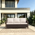 thumbnail image 1 of Joyside 75" Patio Metal Wicker Sofa, All-Weather Rattan Couch with Deep Seats, Washable Cushions & Steel Frame, 3-Seat Sofa for Garden, Beige/Brown, 1 of 7