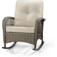thumbnail image 1 of Joyside Patio Wicker Rocking Chair - All-Weather Outdoor Rocker Chair with Safe Rocking Design and Premium Fabric Cushions(Mixed Grey/Beige), 1 of 7