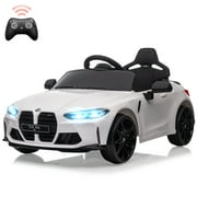 Joyspirit BMW M4 Licensed Remote Control Electric Ride-On Car for Kids - Bluetooth, 3-Speed, LED Lights, Suspension System, White, Ideal for Ages 37-83 Months