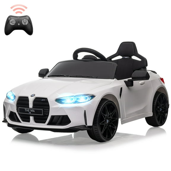 Joyspirit BMW M4 Licensed Remote Control Electric Ride-On Car for Kids - Bluetooth, 3-Speed, LED Lights, Suspension System, White, Ideal for Ages 37-83 Months