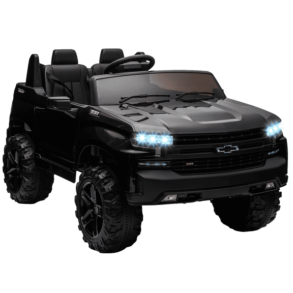 Joyspirit Licensed Chevrolet Silverado Ride-On Toy Truck for Kids Ages 3-8, 24V 2-Seater Electric Car with Parent Remote Control, 4xSpring Suspension, 3 Speeds, Wireless Music, MP3 Player, Grey
