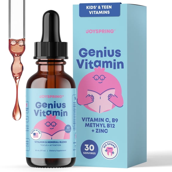 JoySpring Genius Vitamin Kids B Complex Drops, Elderberry, 30 Ct