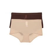 Joyspun Women's Micro Boyshort Panties, 2-Pack, Sizes XS-3XL