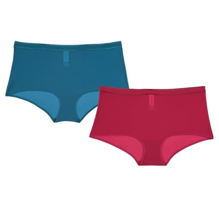Joyspun Women's Micro Boyshort Panties, 2-Pack, Sizes XS-3XL