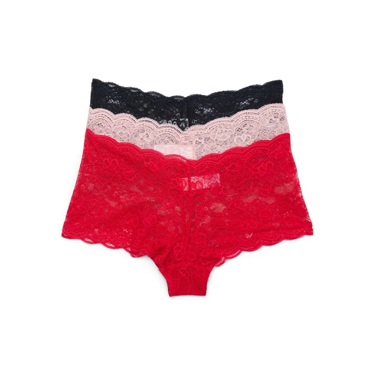 Joyspun 3-Pack Lace Boyshort, Style JS662, Sizes XS to 3XL