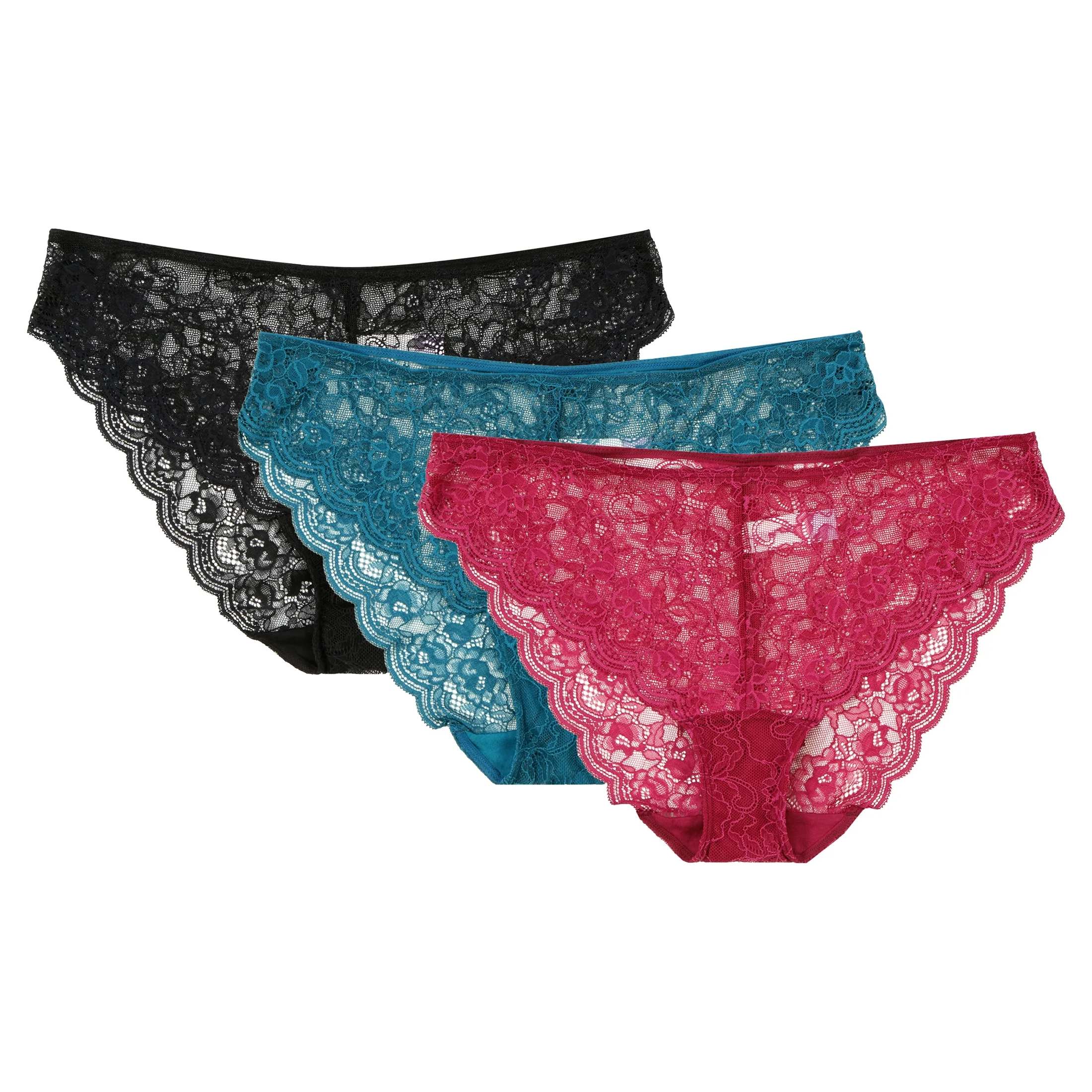 Joyspun Women's Stretch Lace Cheeky Panties, 6-Pack, Sizes S