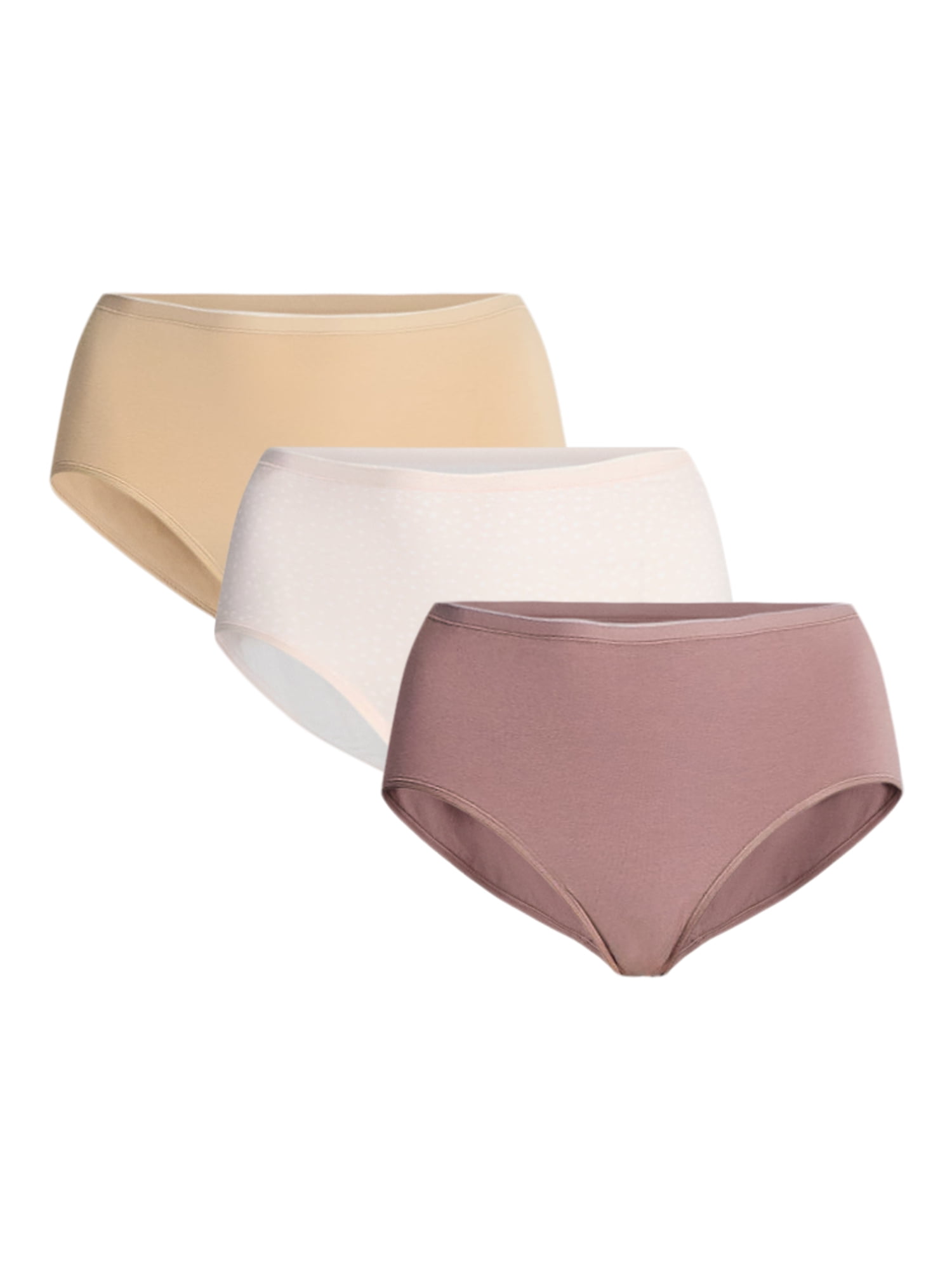 Joyspun Women's Plus Cotton-Blend Brief Panties, 3-Pack, Sizes 1X-5X